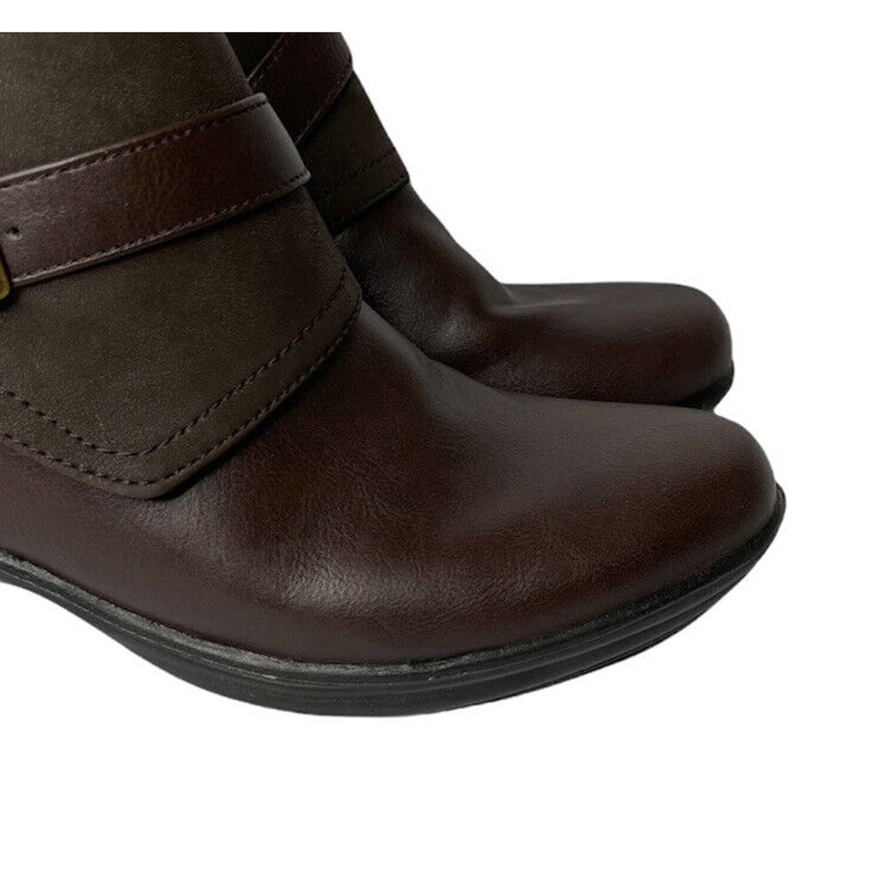 NEW Womens Easy Street Amanda Buckle Faux Brown Leather Ankle Boots Booties Sz 7 - Picture 4 of 10